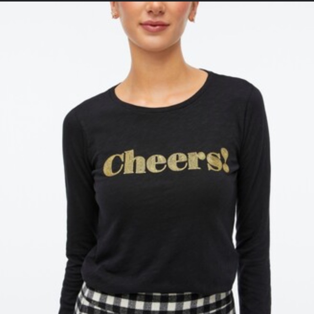 NWT J. Crew Cheers Embroidered Holiday Christmas New Years Festive Shirt Top